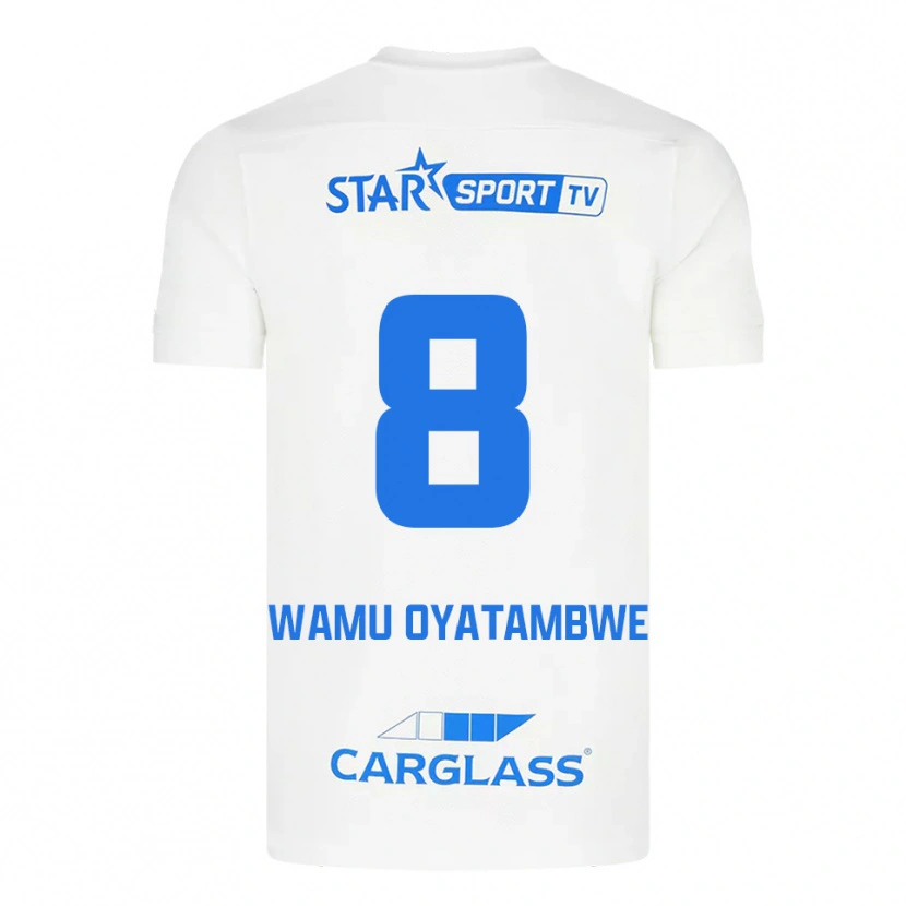 Danxen Män Matthias Wamu Oyatambwe #8 Vit Blå Bortatröja Matchtröjor 2025/26 Tröjor T-Tröja