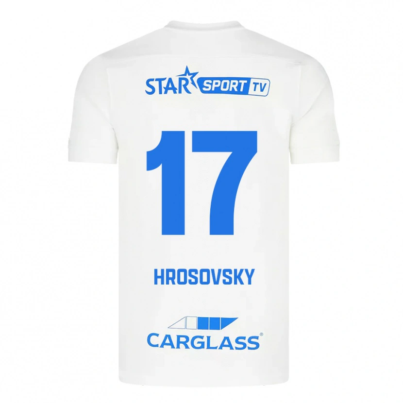 Danxen Män Patrik Hrosovsky #17 Vit Blå Bortatröja Matchtröjor 2025/26 Tröjor T-Tröja