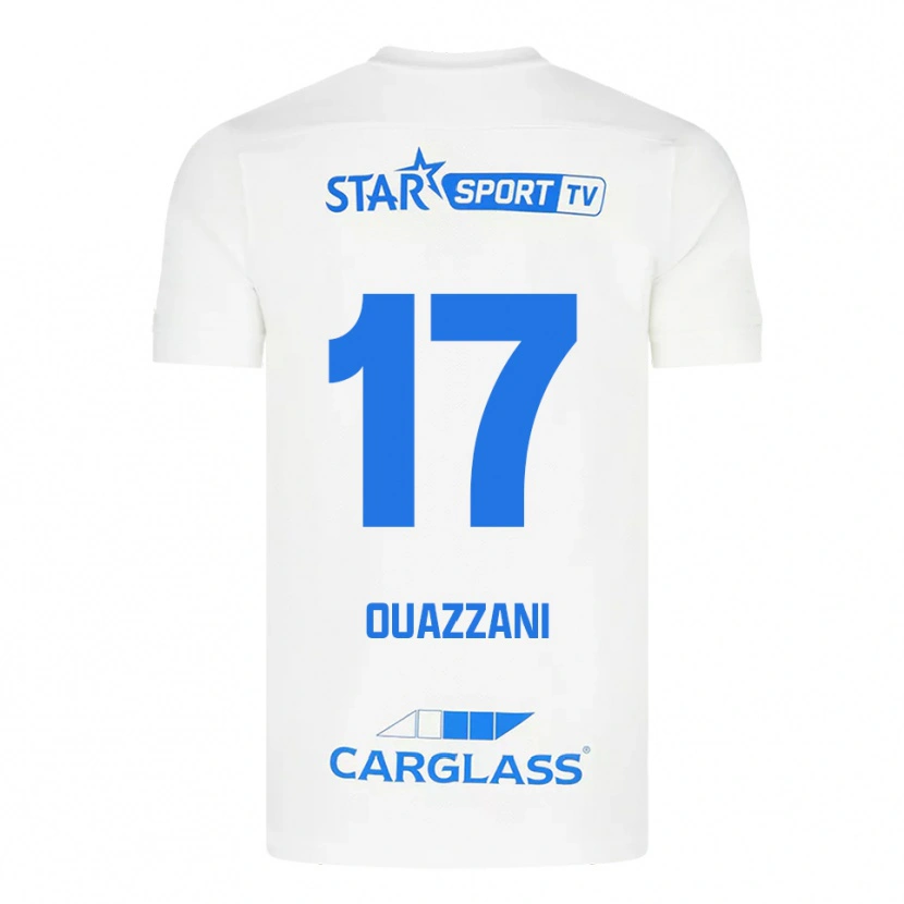 Danxen Män Fady Ouazzani #17 Vit Blå Bortatröja Matchtröjor 2025/26 Tröjor T-Tröja