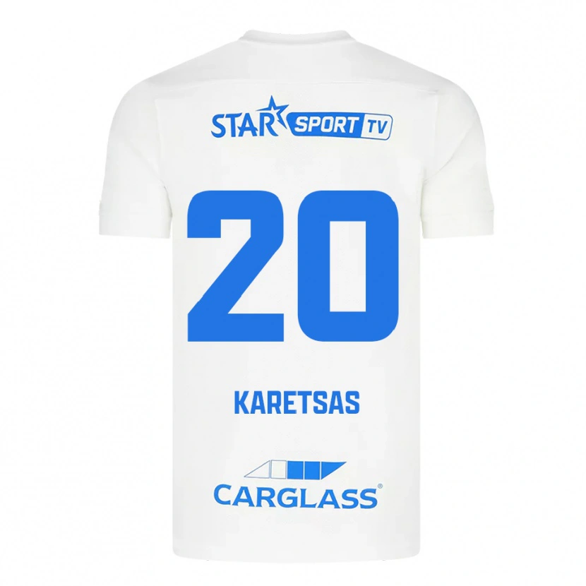 Danxen Män Konstantinos Karetsas #20 Vit Blå Bortatröja Matchtröjor 2025/26 Tröjor T-Tröja