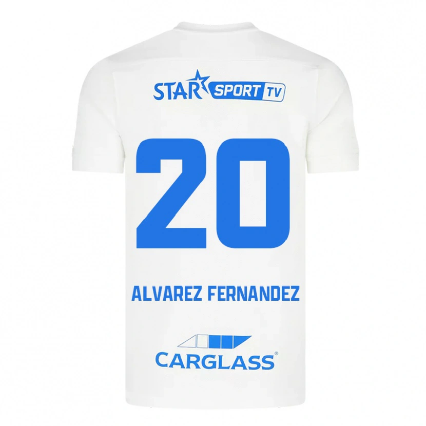 Danxen Män Loïc Alvarez Fernandez #20 Vit Blå Bortatröja Matchtröjor 2025/26 Tröjor T-Tröja