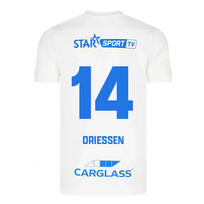 Danxen Män Jelle Driessen #14 Vit Blå Bortatröja Matchtröjor 2025/26 Tröjor T-Tröja