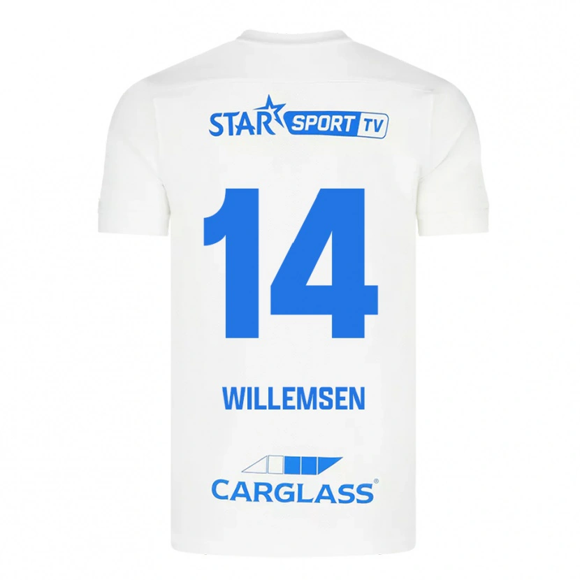 Danxen Män Wout Willemsen #14 Vit Blå Bortatröja Matchtröjor 2025/26 Tröjor T-Tröja