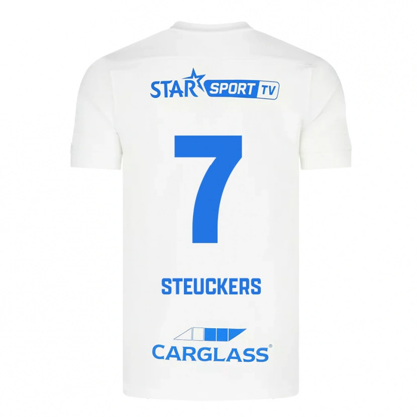 Danxen Män Jarne Steuckers #7 Vit Blå Bortatröja Matchtröjor 2025/26 Tröjor T-Tröja