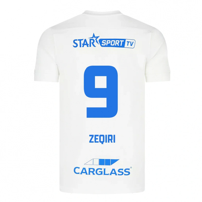 Danxen Män Andi Zeqiri #9 Vit Blå Bortatröja Matchtröjor 2025/26 Tröjor T-Tröja