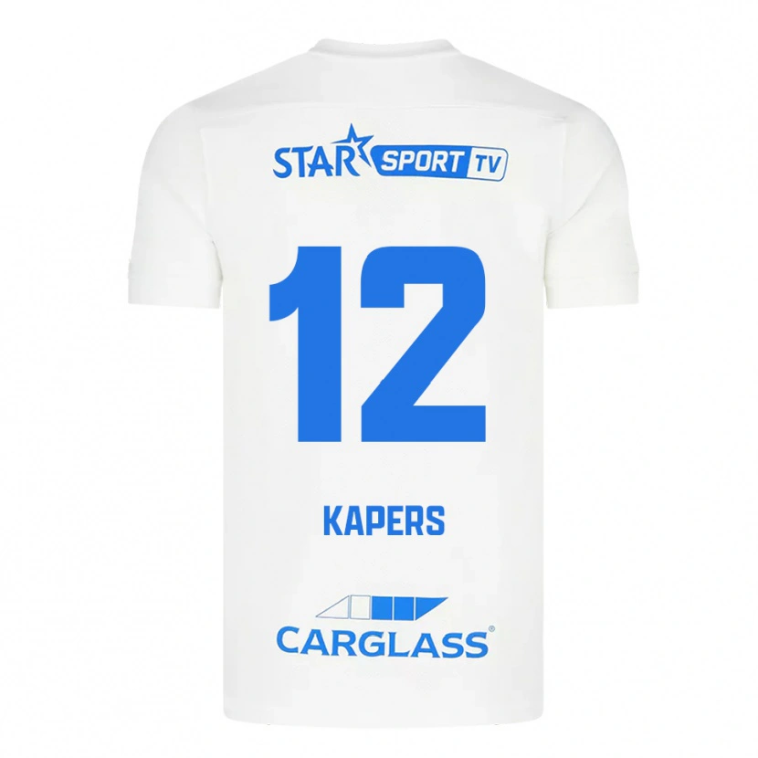 Danxen Män Wout Kapers #12 Vit Blå Bortatröja Matchtröjor 2025/26 Tröjor T-Tröja