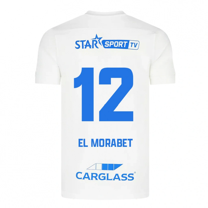 Danxen Män Sami El Morabet #12 Vit Blå Bortatröja Matchtröjor 2025/26 Tröjor T-Tröja