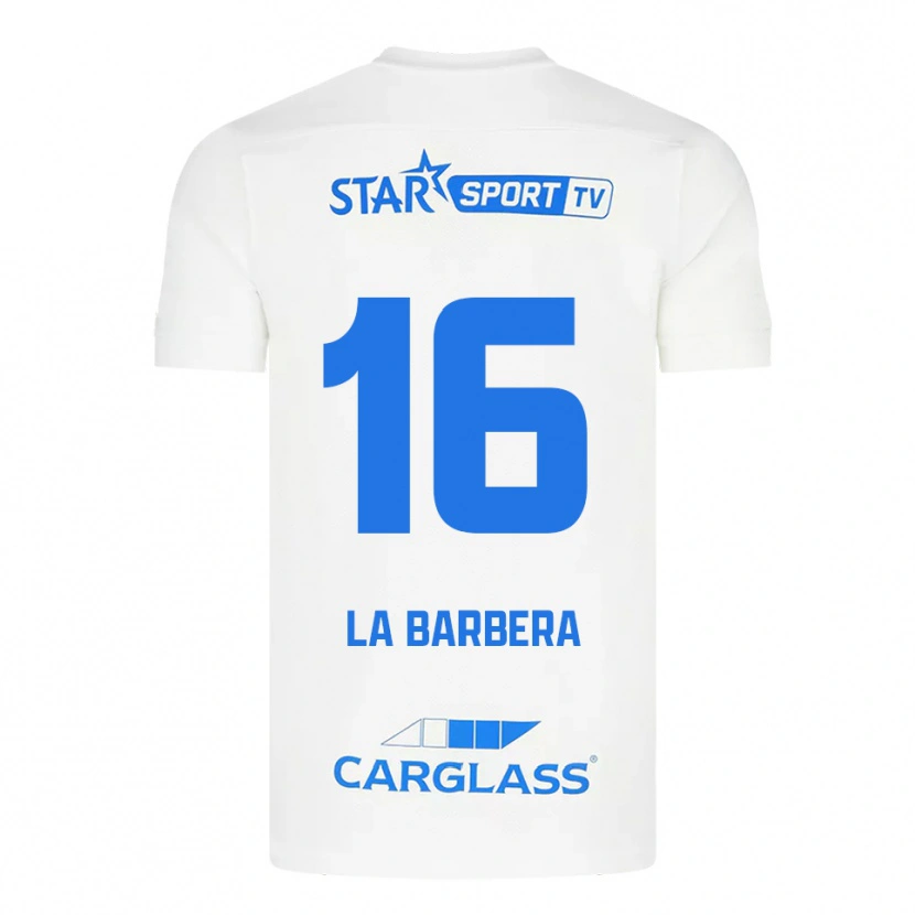 Danxen Män Yonni La Barbera #16 Vit Blå Bortatröja Matchtröjor 2025/26 Tröjor T-Tröja