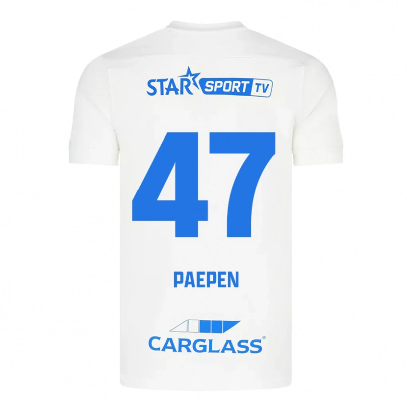 Danxen Män Sam Paepen #47 Vit Blå Bortatröja Matchtröjor 2025/26 Tröjor T-Tröja