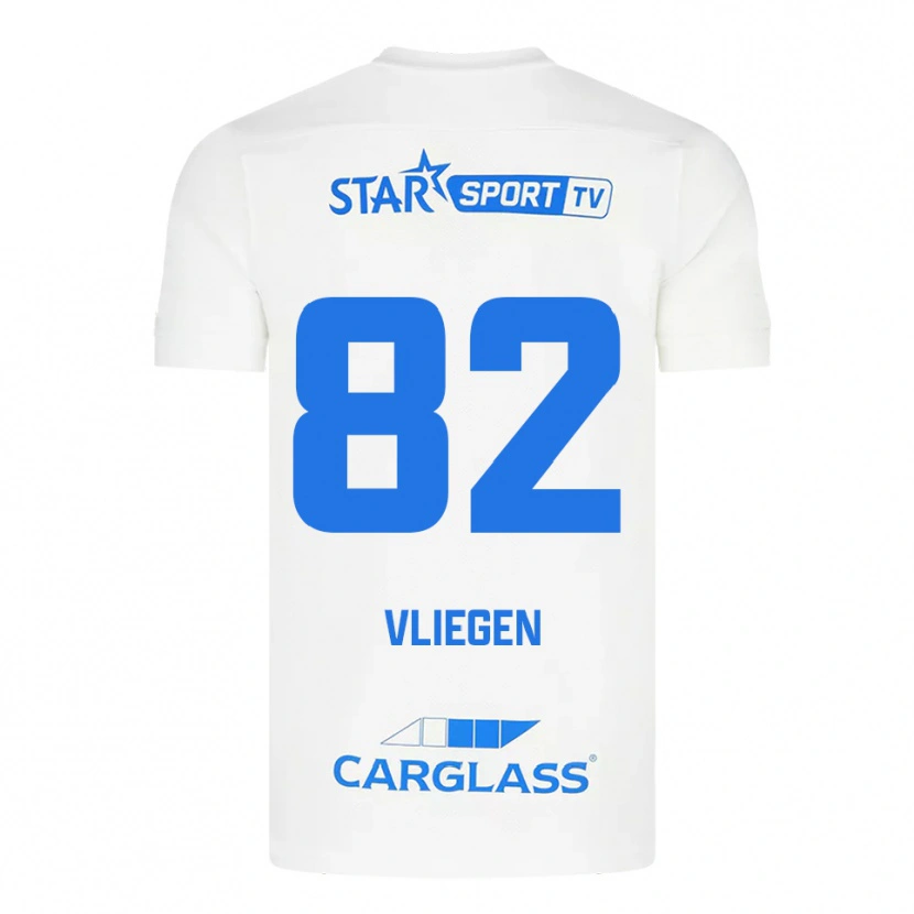 Danxen Män Olivier Vliegen #82 Vit Blå Bortatröja Matchtröjor 2025/26 Tröjor T-Tröja