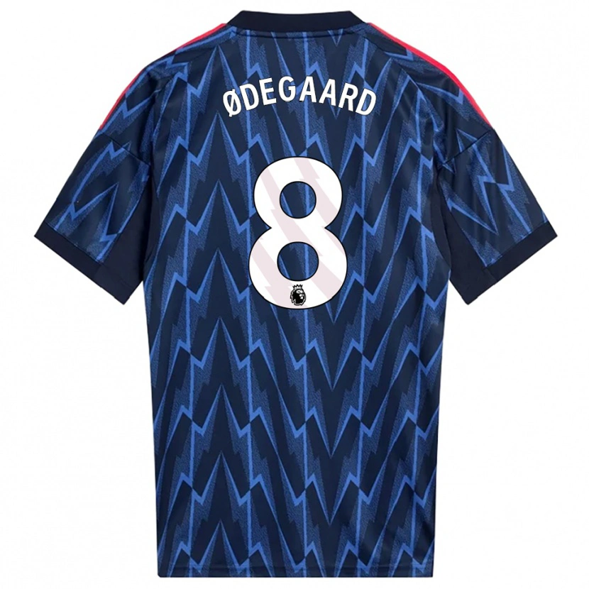 Danxen Män Martin Ødegaard #8 Marinblå Röd Bortatröja Matchtröjor 2025/26 Tröjor T-Tröja