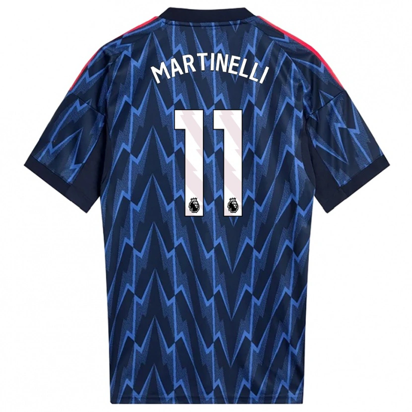 Danxen Män Gabriel Martinelli #11 Marinblå Röd Bortatröja Matchtröjor 2025/26 Tröjor T-Tröja