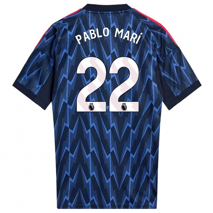 Danxen Män Pablo Mari #22 Marinblå Röd Bortatröja Matchtröjor 2025/26 Tröjor T-Tröja