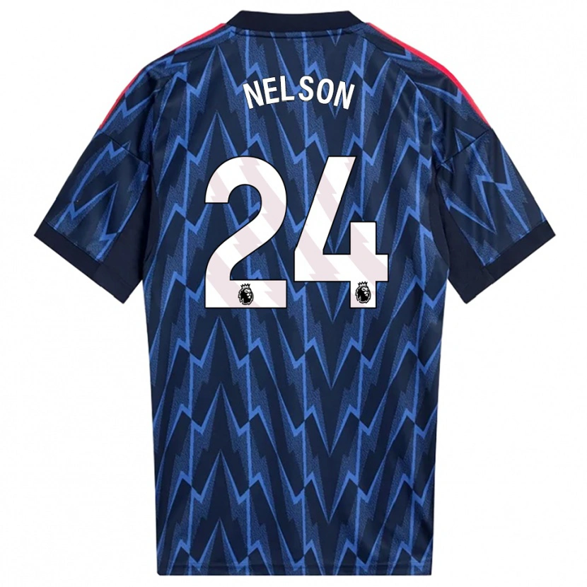 Danxen Män Reiss Nelson #24 Marinblå Röd Bortatröja Matchtröjor 2025/26 Tröjor T-Tröja
