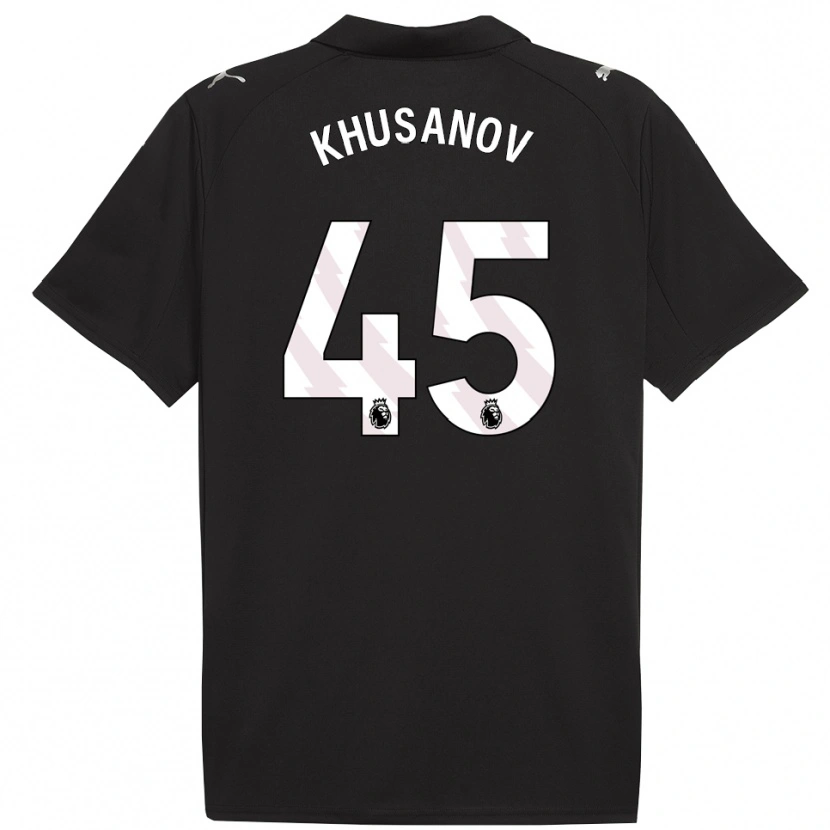Danxen Män Abdukodir Khusanov #45 Svart Vit Bortatröja Matchtröjor 2025/26 Tröjor T-Tröja