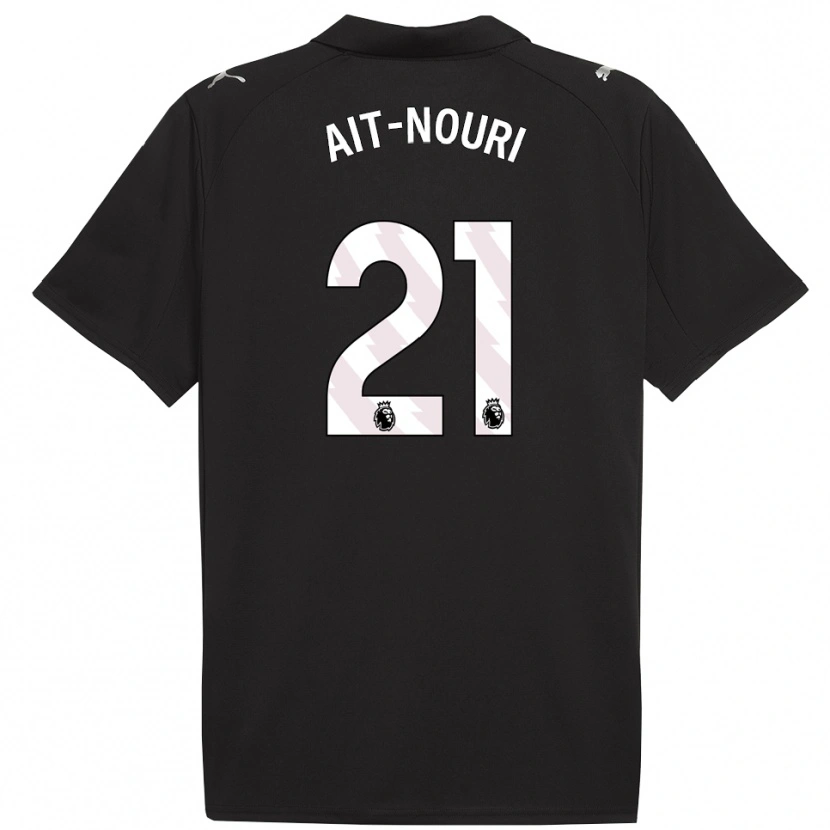 Danxen Män Rayan Aït-Nouri #21 Svart Vit Bortatröja Matchtröjor 2025/26 Tröjor T-Tröja