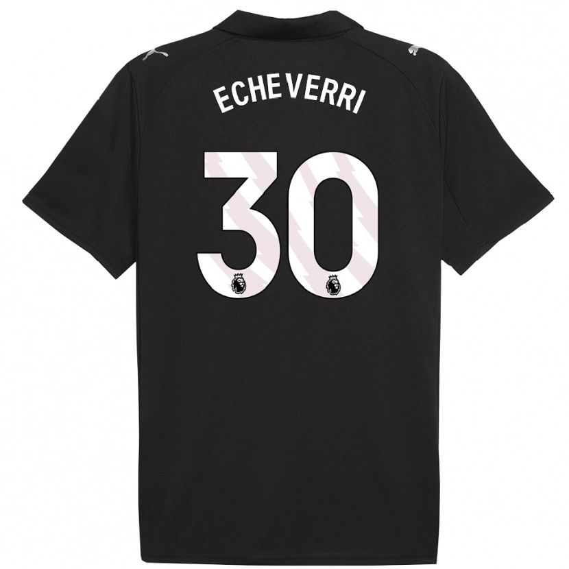 Danxen Män Claudio Echeverri #30 Svart Vit Bortatröja Matchtröjor 2025/26 Tröjor T-Tröja