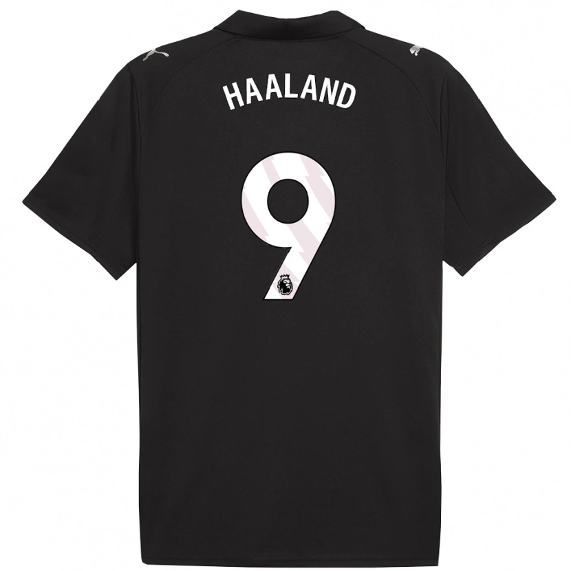 Danxen Män Erling Haaland #9 Svart Vit Bortatröja Matchtröjor 2025/26 Tröjor T-Tröja