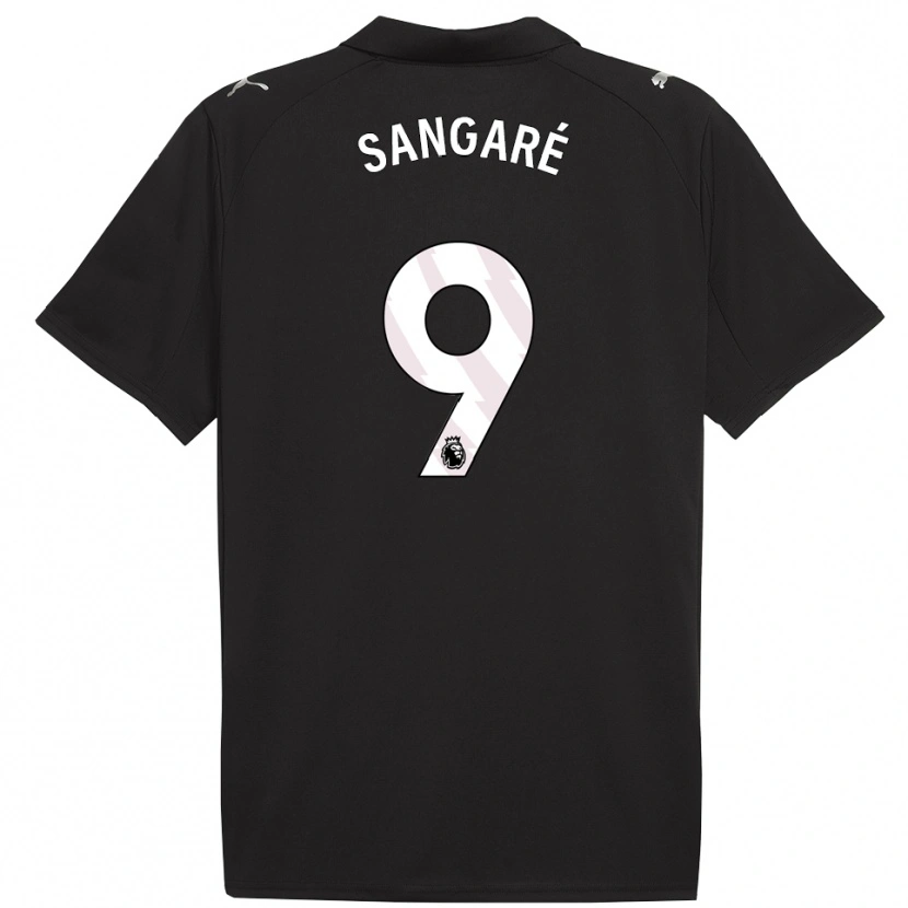 Danxen Män Mahamadou Sangaré #9 Svart Vit Bortatröja Matchtröjor 2025/26 Tröjor T-Tröja