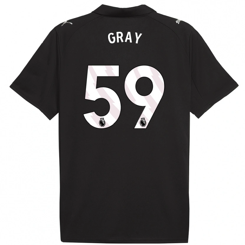 Danxen Män Charlie Gray #59 Svart Vit Bortatröja Matchtröjor 2025/26 Tröjor T-Tröja