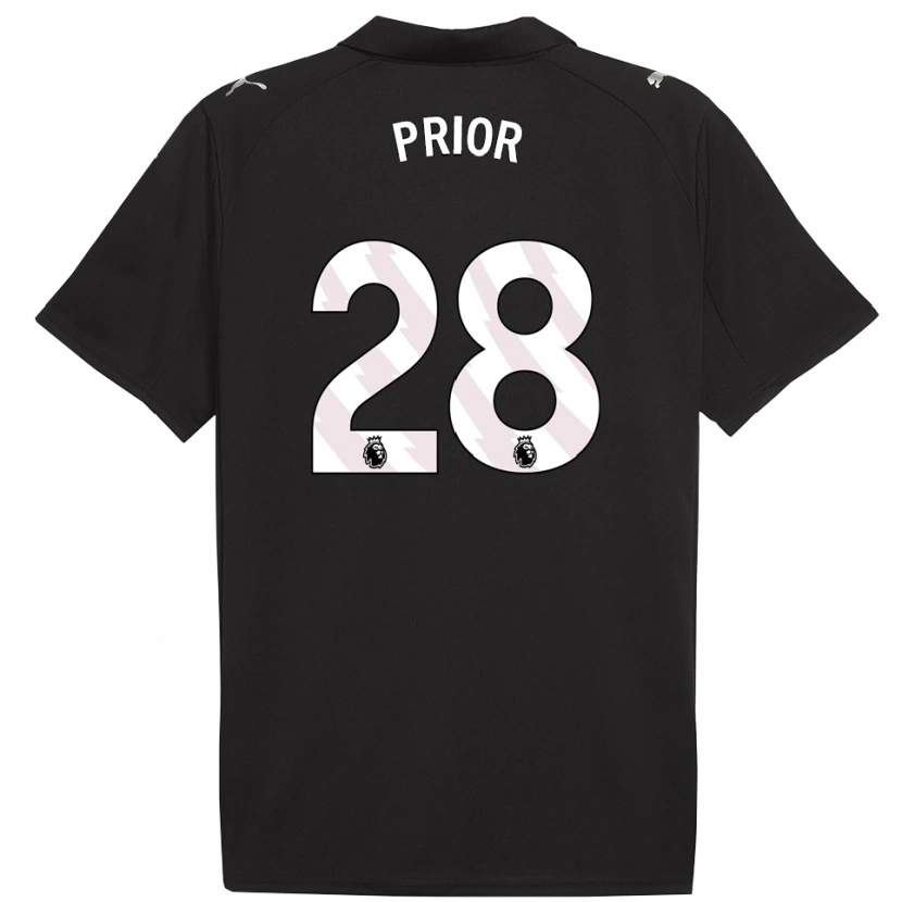 Danxen Män Gracie Prior #28 Svart Vit Bortatröja Matchtröjor 2025/26 Tröjor T-Tröja