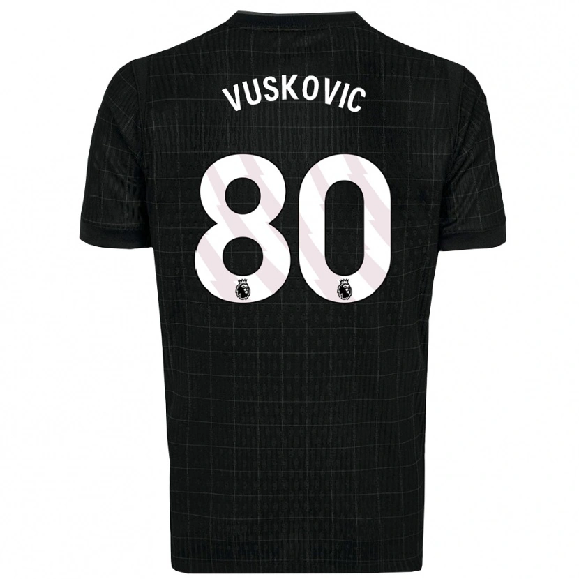 Danxen Män Luka Vuskovic #80 Svart Grå Bortatröja Matchtröjor 2025/26 Tröjor T-Tröja