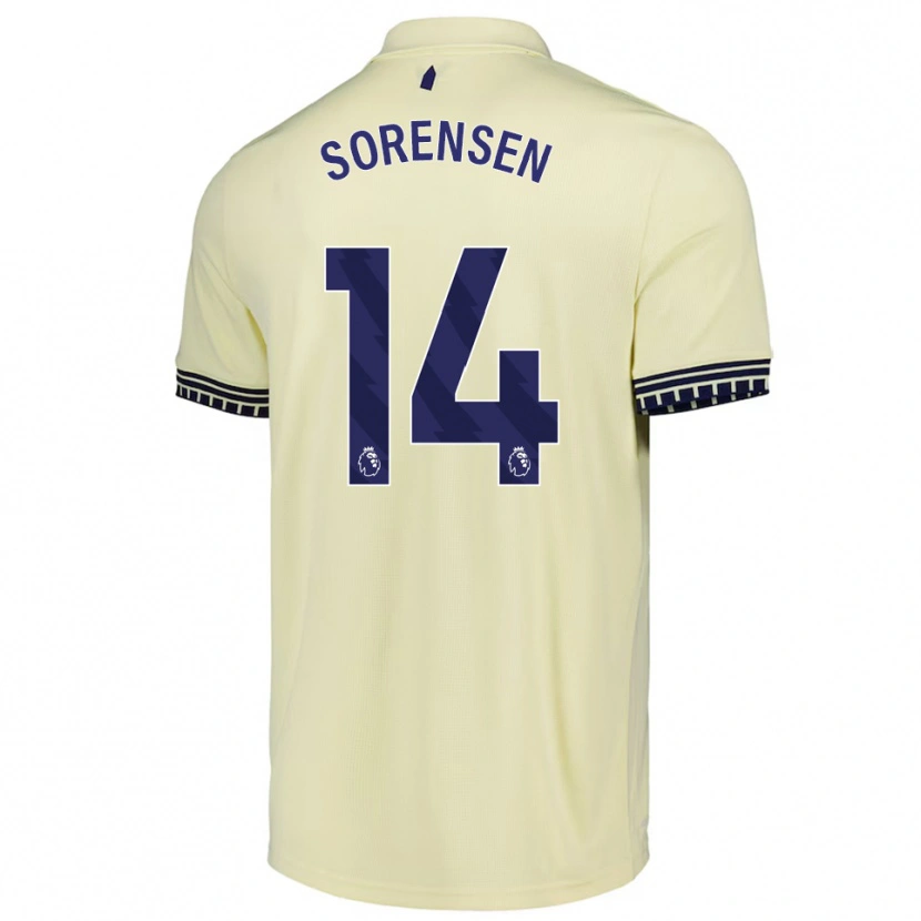 Danxen Män Nicoline Sorensen #14 Benvit Svart Bortatröja Matchtröjor 2025/26 Tröjor T-Tröja