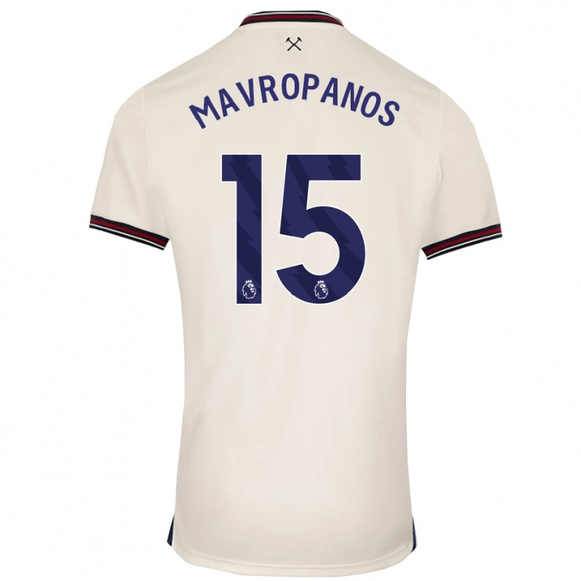 Danxen Män Konstantinos Mavropanos #15 Benvit Bortatröja Matchtröjor 2025/26 Tröjor T-Tröja