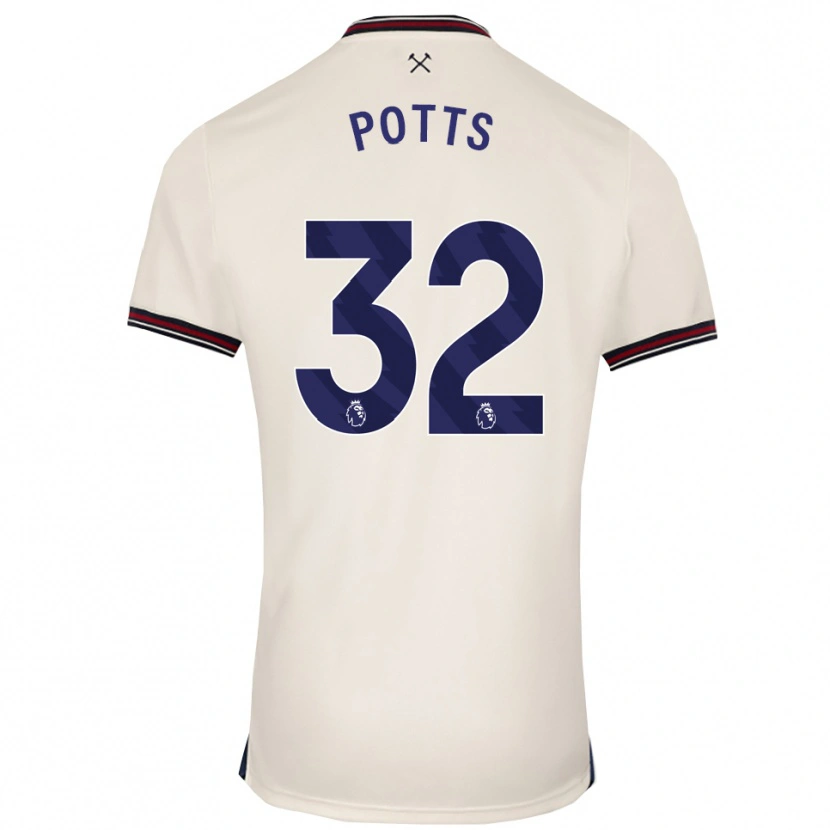 Danxen Män Freddie Potts #32 Benvit Bortatröja Matchtröjor 2025/26 Tröjor T-Tröja