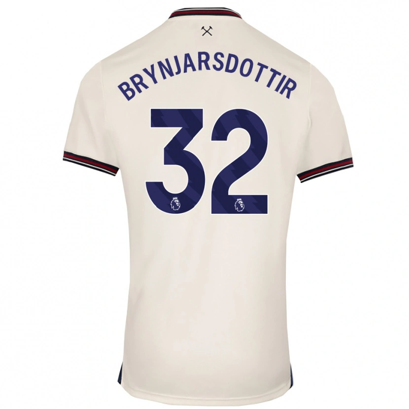 Danxen Män Dagny Brynjarsdottir #32 Benvit Bortatröja Matchtröjor 2025/26 Tröjor T-Tröja