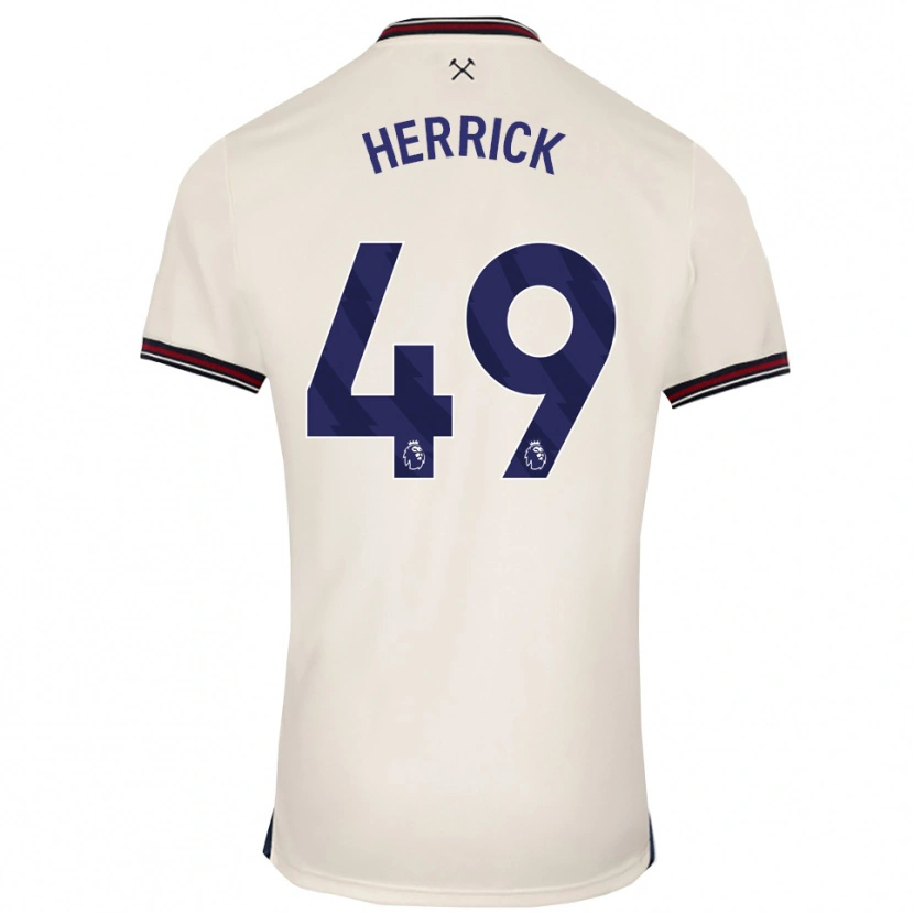 Danxen Män Finlay Herrick #49 Benvit Bortatröja Matchtröjor 2025/26 Tröjor T-Tröja