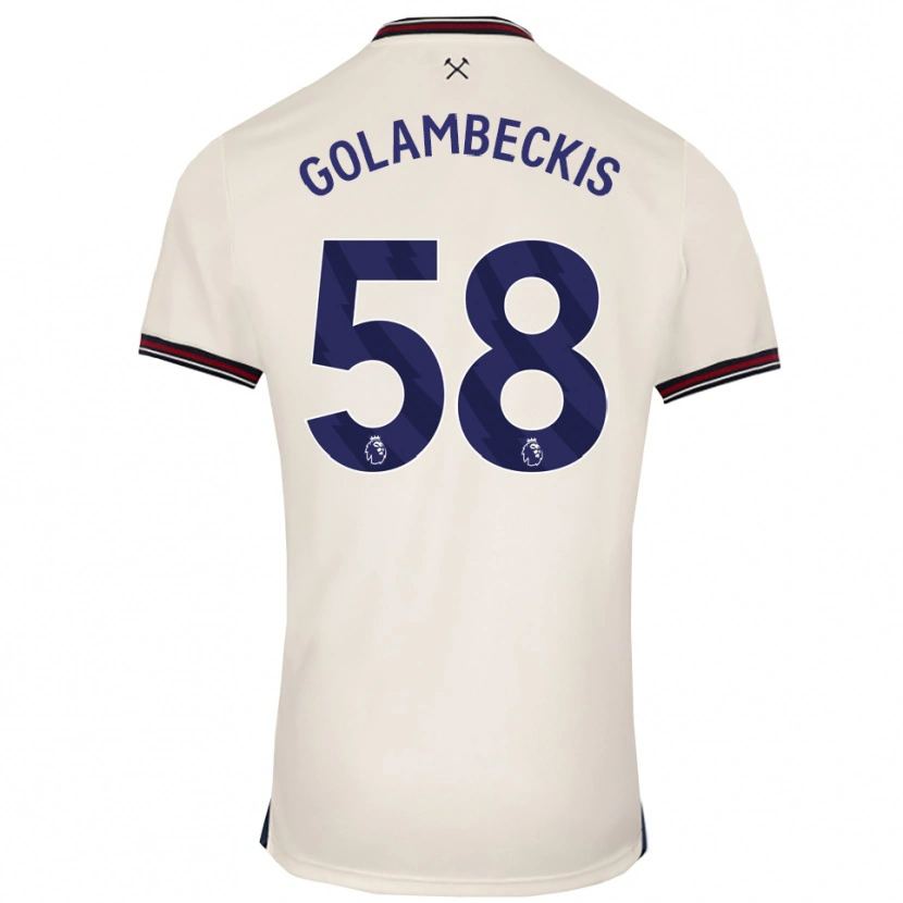 Danxen Män Airidas Golambeckis #58 Benvit Bortatröja Matchtröjor 2025/26 Tröjor T-Tröja