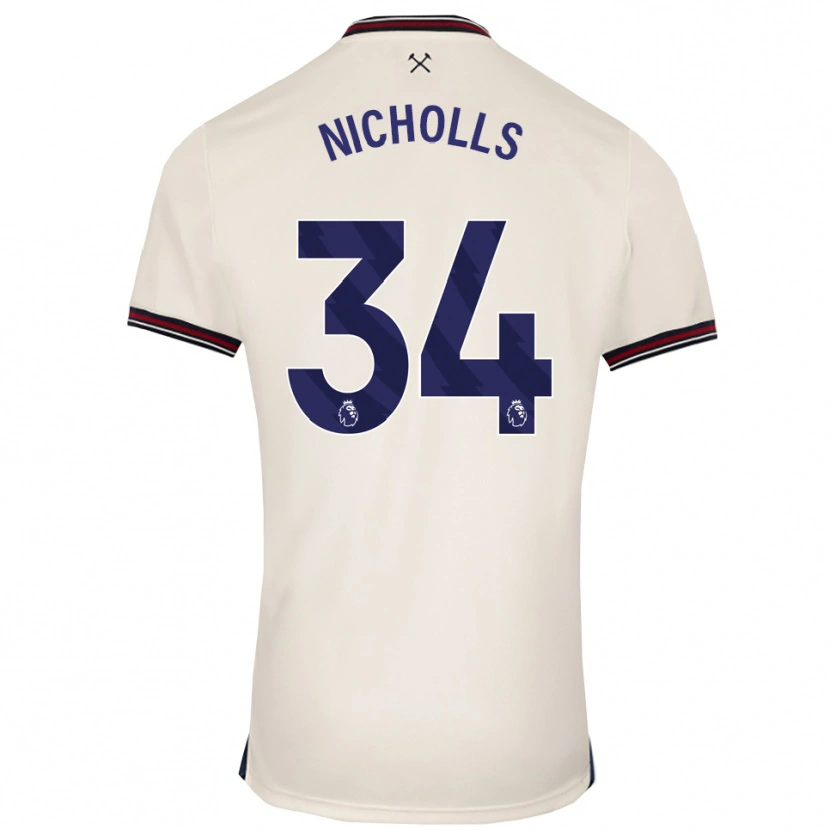 Danxen Män Macey Nicholls #34 Benvit Bortatröja Matchtröjor 2025/26 Tröjor T-Tröja