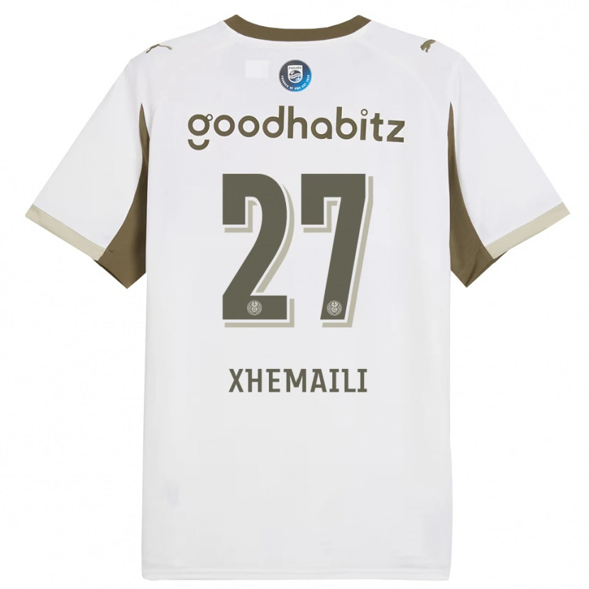 Danxen Män Riola Xhemaili #27 Vit Grå Tredjesatsen Matchtröjor 2025/26 Tröjor T-Tröja