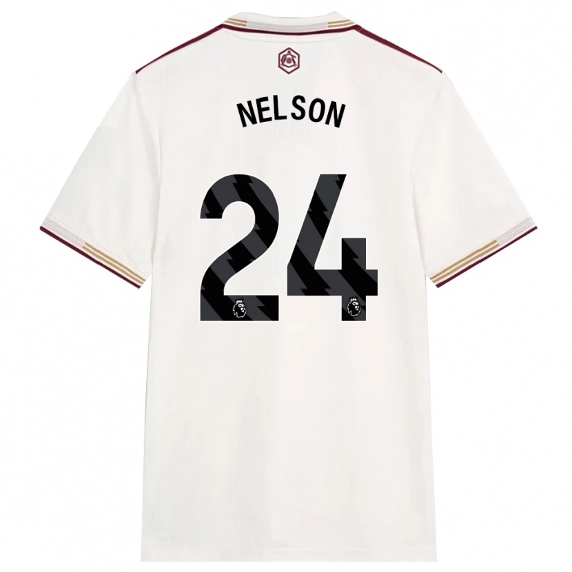 Danxen Män Reiss Nelson #24 Benvit Vinröd Tredjesatsen Matchtröjor 2025/26 Tröjor T-Tröja