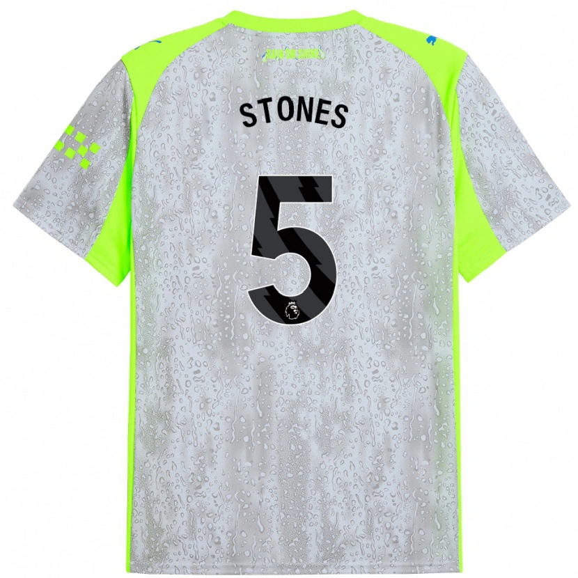 Danxen Män John Stones #5 Grå Gul Tredjesatsen Matchtröjor 2025/26 Tröjor T-Tröja