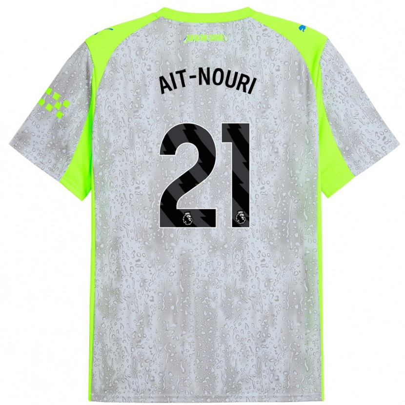 Danxen Män Rayan Aït-Nouri #21 Grå Gul Tredjesatsen Matchtröjor 2025/26 Tröjor T-Tröja