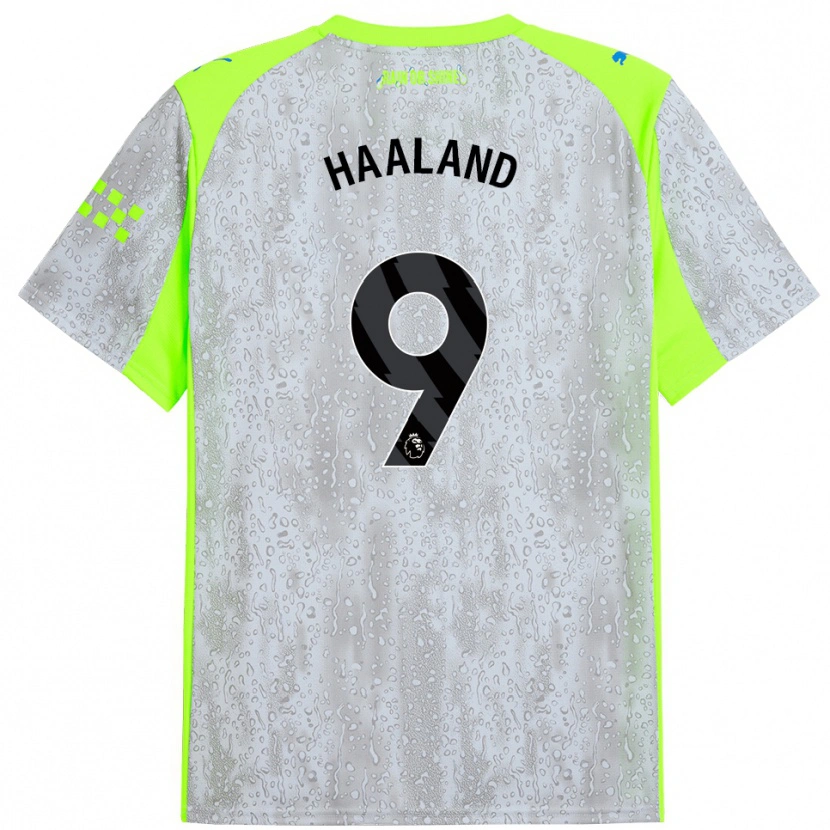 Danxen Män Erling Haaland #9 Grå Gul Tredjesatsen Matchtröjor 2025/26 Tröjor T-Tröja