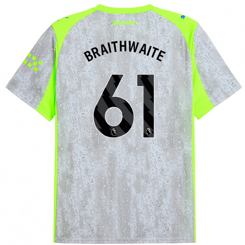 Danxen Män Kaden Braithwaite #61 Grå Gul Tredjesatsen Matchtröjor 2025/26 Tröjor T-Tröja