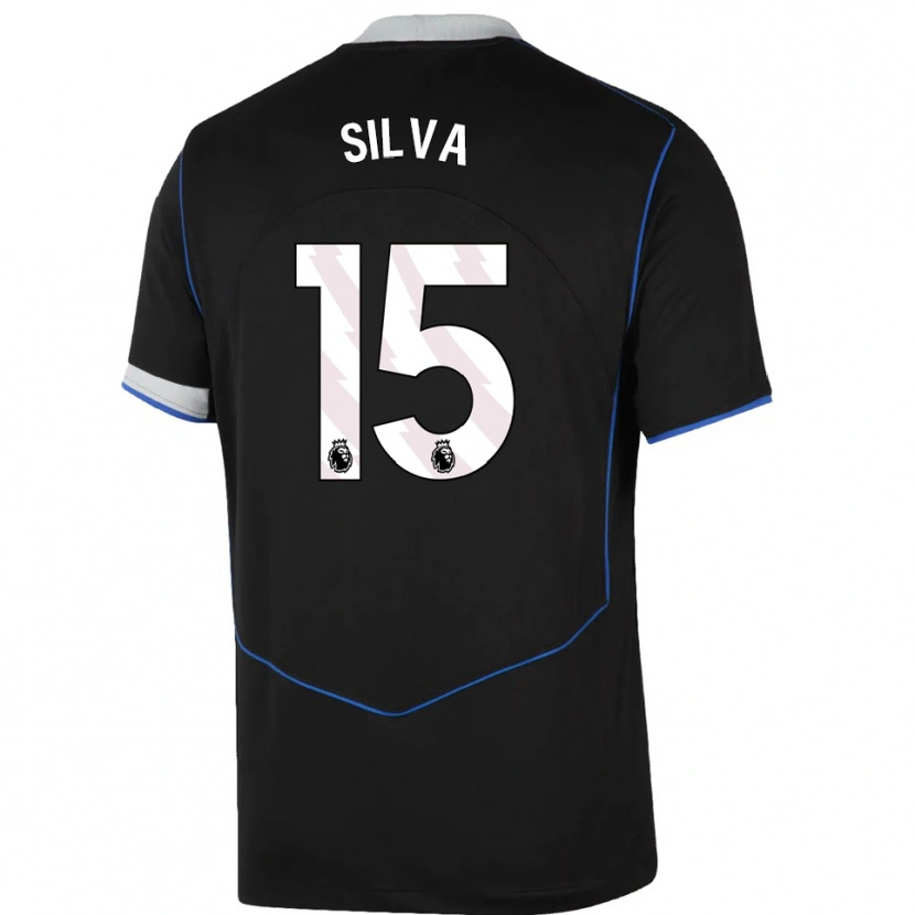 Danxen Män Isaac Silva #15 Svart Blå Silver Tredjesatsen Matchtröjor 2025/26 Tröjor T-Tröja