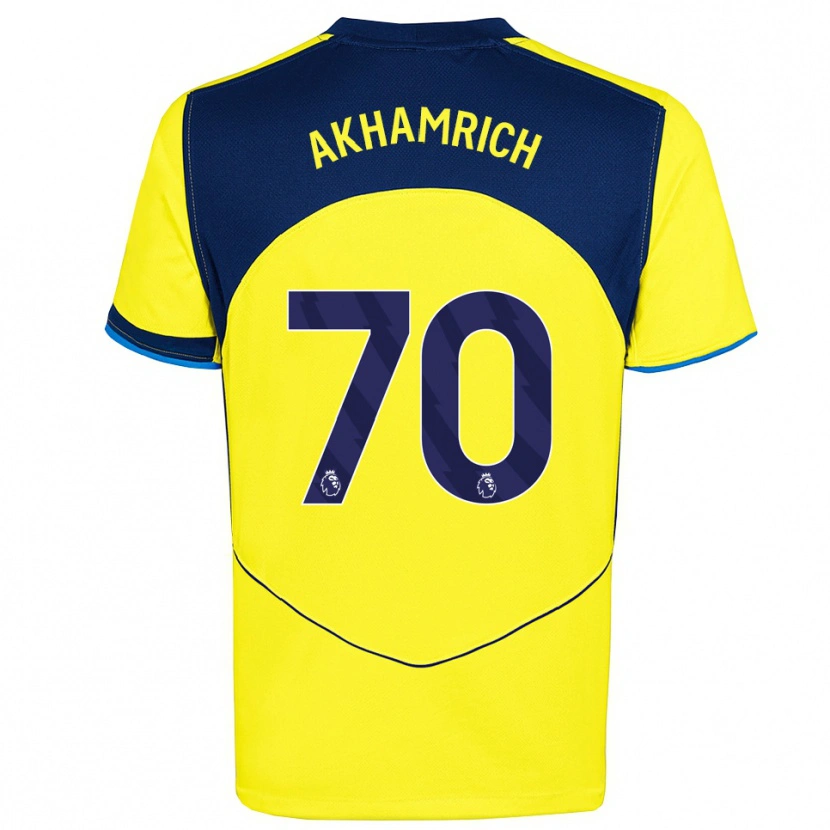 Danxen Män Yusuf Akhamrich #70 Gul Marinblå Tredjesatsen Matchtröjor 2025/26 Tröjor T-Tröja