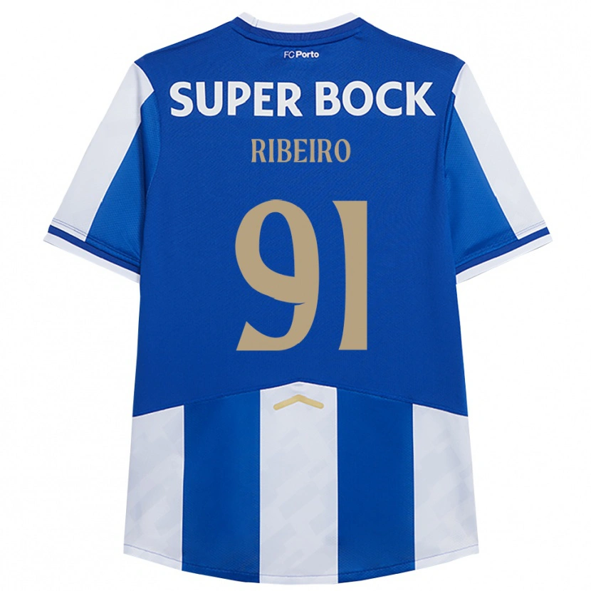 Danxen Kvinnor Gonçalo Ribeiro #91 Blå Vit Hemmatröja Matchtröjor 2025/26 Tröjor T-Tröja
