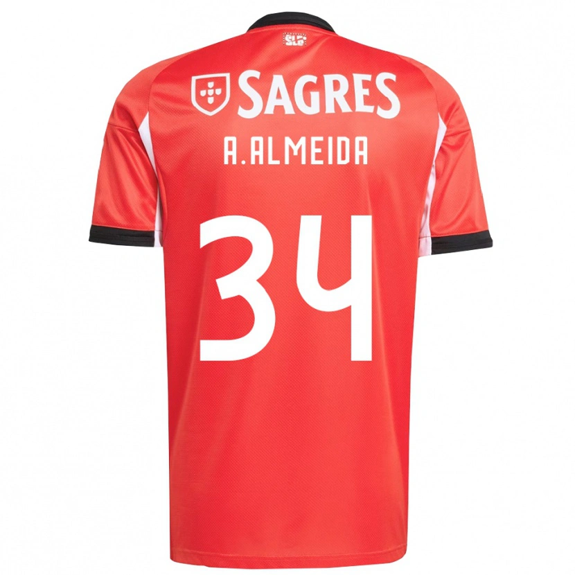 Danxen Kvinnor Andre Almeida #34 Röd Vit Hemmatröja Matchtröjor 2025/26 Tröjor T-Tröja