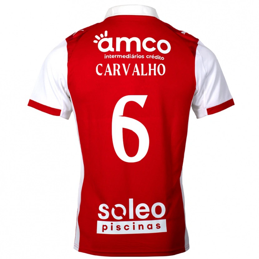 Danxen Kvinnor Vítor Carvalho #6 Röd Vit Hemmatröja Matchtröjor 2025/26 Tröjor T-Tröja
