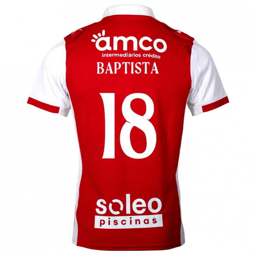 Danxen Kvinnor Tiago Baptista #18 Röd Vit Hemmatröja Matchtröjor 2025/26 Tröjor T-Tröja