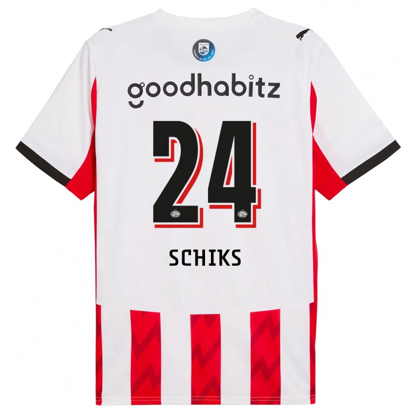 Danxen Kvinnor Niek Schiks #24 Röd Vit Hemmatröja Matchtröjor 2025/26 Tröjor T-Tröja
