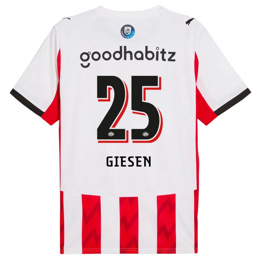 Danxen Kvinnor Suzanne Giesen #25 Röd Vit Hemmatröja Matchtröjor 2025/26 Tröjor T-Tröja