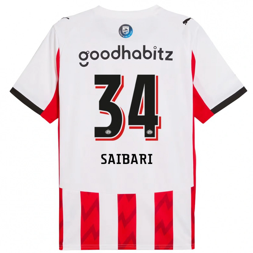 Danxen Kvinnor Ismael Saibari #34 Röd Vit Hemmatröja Matchtröjor 2025/26 Tröjor T-Tröja