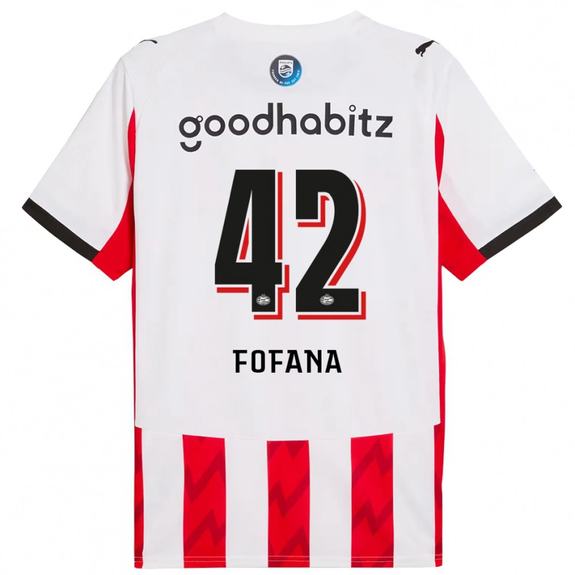 Danxen Kvinnor Fode Fofana #42 Röd Vit Hemmatröja Matchtröjor 2025/26 Tröjor T-Tröja