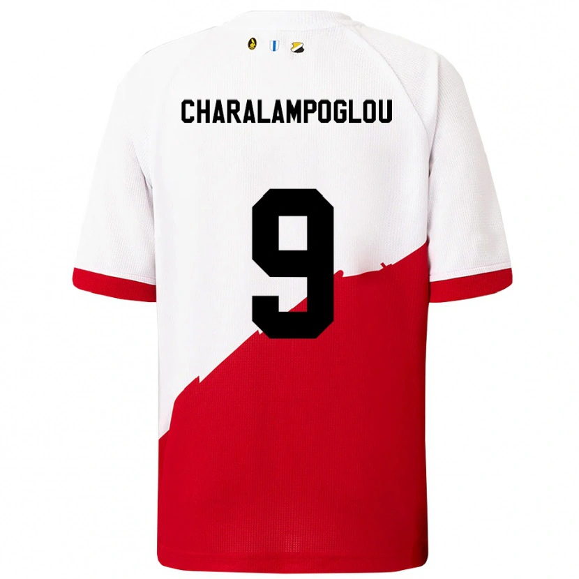 Danxen Kvinnor Georgios Charalampoglou #9 Vit Röd Hemmatröja Matchtröjor 2025/26 Tröjor T-Tröja